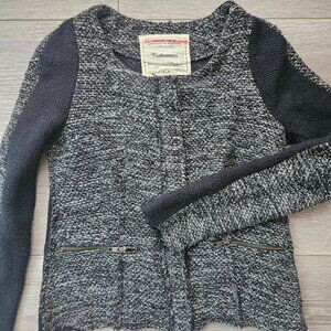 Anthropologie women's black sweater jacket with gold shimmer size small